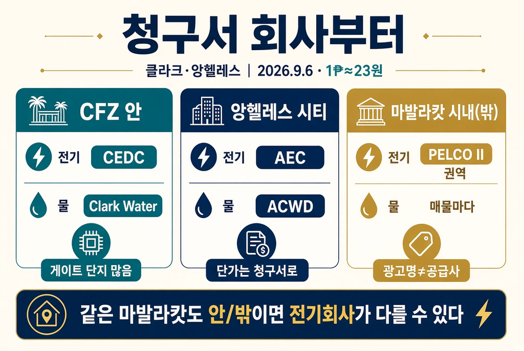 클락·앙헬레스 전기세·가스·수도 요금 총정리(2027) — 청구서 회사부터 확인하고 원화로 계산해보세요 1 image 147