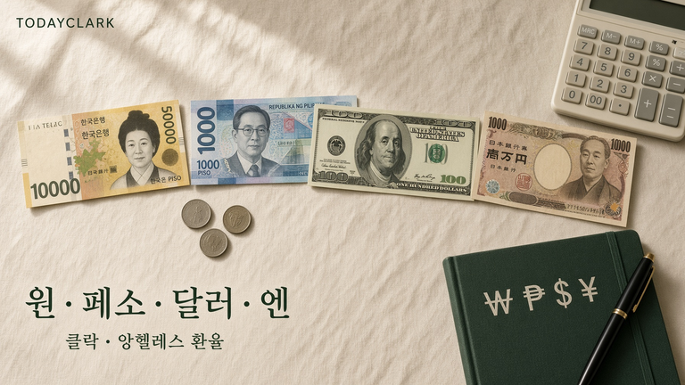 (환율계산기)필리핀클락앙헬레스 원·페소·달러·엔 동시 원패스 계산기 14 대표이미지